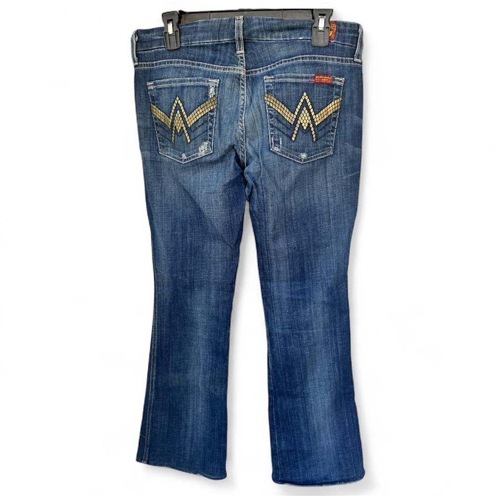 7 for All Mankind A Pocket Flare Leg Blue Jeans, Embellished, Women’s Sz 29